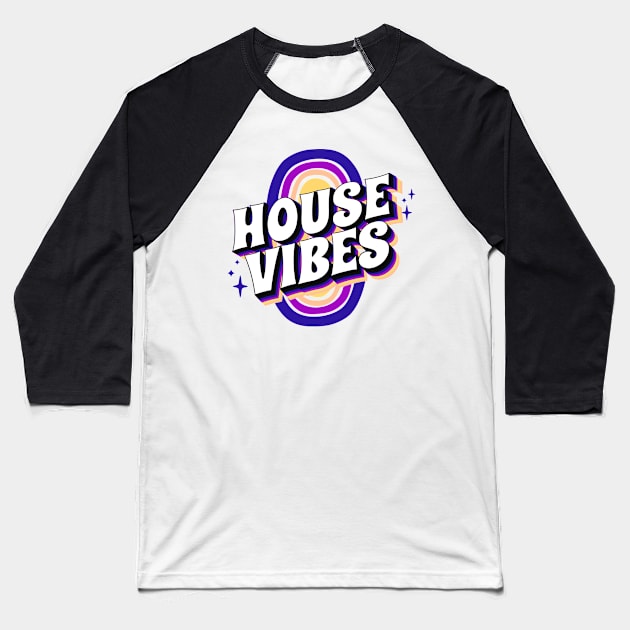 HOUSE MUSIC - House Vibes (Blue/purple/sand) Baseball T-Shirt by DISCOTHREADZ 